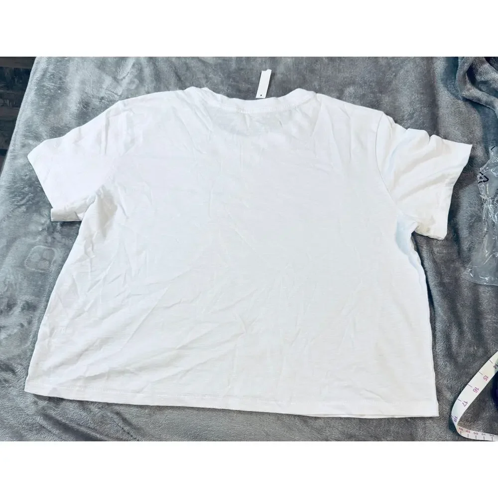 NWT Madewell White Women Slub Boxy-Crop Bella Tee Pima Cotton Causal - Picture 5 of 11